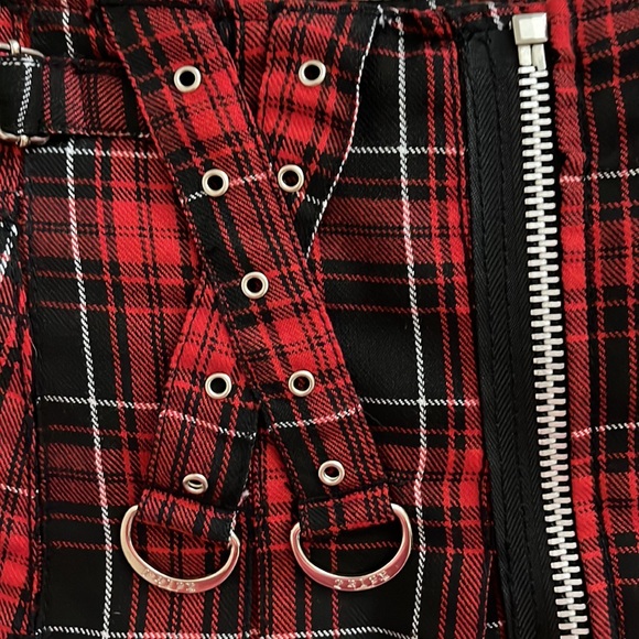 Down from $240TRIPP midi skirt plaid w/pockets, snaps, zippers, pleats, grommets - Picture 6 of 16